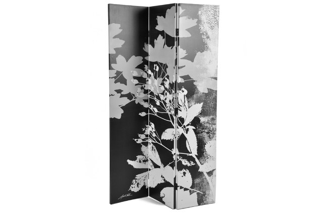 3-fl&uuml;geliger Wandschirm FLORA aus Holz und Stoff