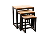 3 Satztische FACTORY industriell metal und Holz 