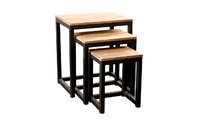 3 Satztische FACTORY industriell metal und Holz 