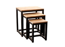 3 Satztische FACTORY industriell metal und Holz 