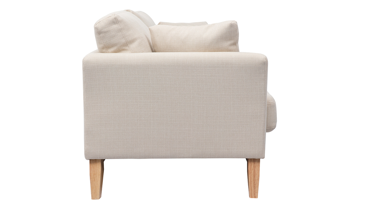3-sitziges skandinavisches Sofa mit beigem abnehmbarem Bezug und Holzfen OSLO