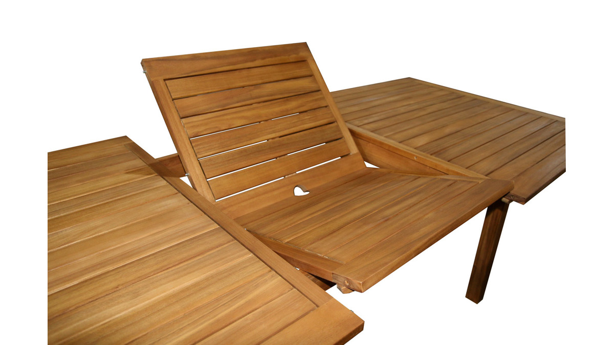 Ausziehbarer Gartentisch mit integrierter Verlngerung aus Massivholz B180-240 cm MAYEL