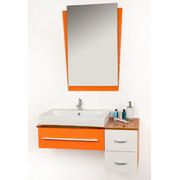 Badezimmerm&ouml;bel POP ORANGE: Brunnenschale, Waschtisch und Spiegel image pub1