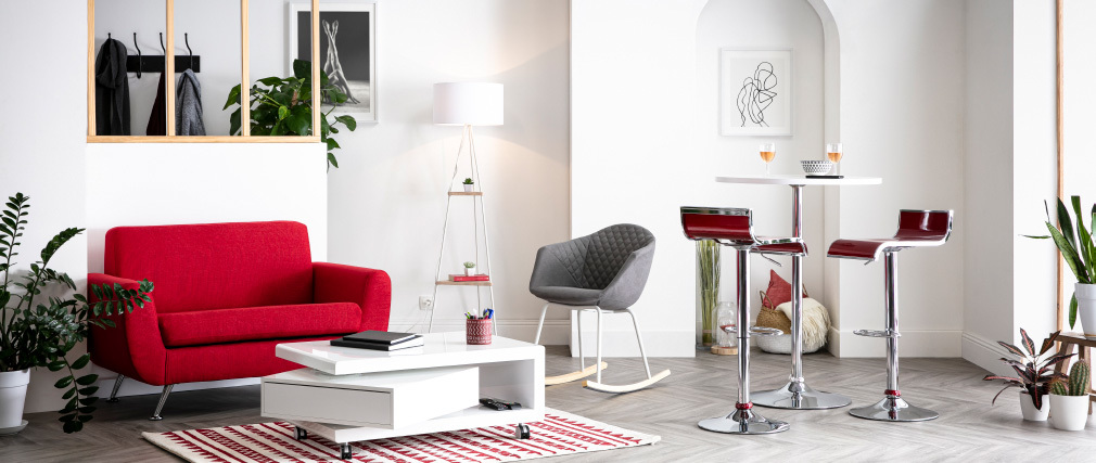 Barhocker / K&uuml;chenhocker Design WAVE - Satz von 2 - silber