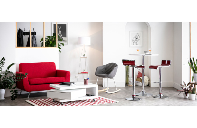 Barhocker / K&uuml;chenhocker Design WAVE - Satz von 2 - silber