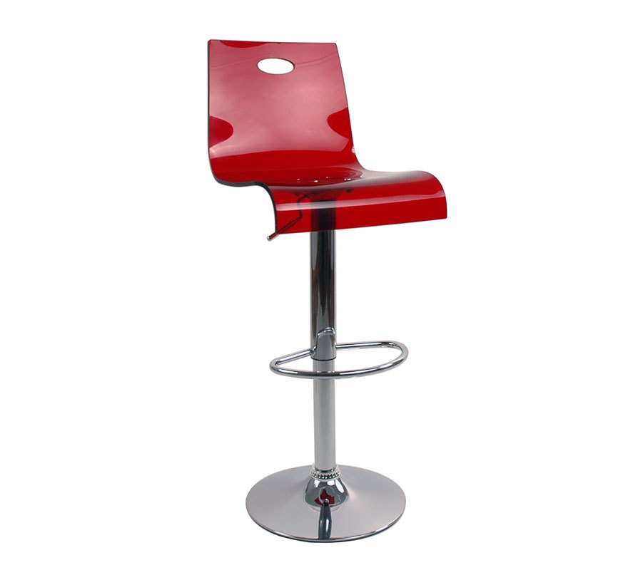 Barhocker / K&uuml;chenhocker SATURNE -  Farbe rot transparent