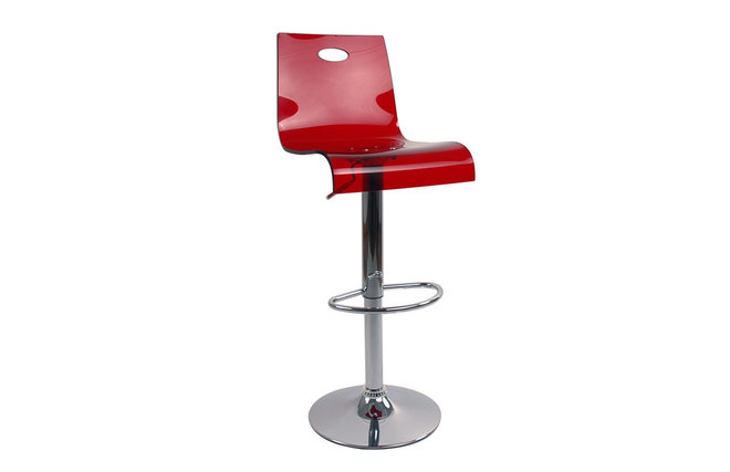 Barhocker / K&uuml;chenhocker SATURNE -  Farbe rot transparent