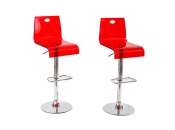Barhocker SATURNE eckig rot transparent 