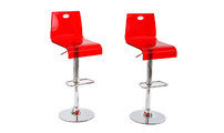 Barhocker SATURNE eckig rot transparent 