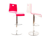 Barhocker zweifarbig rosa und weiss SATURNE eckig
