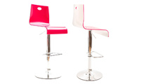 Barhocker zweifarbig rosa und weiss SATURNE eckig