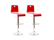 Barhocker zweifarbig rot und weiss SATURNE eckig