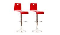 Barhocker zweifarbig rot und weiss SATURNE eckig