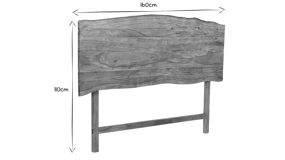 Bettkopfteil zum Aufstellen aus Massivholz B160 cm BOHEMIAN
