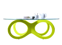 Couchtisch BUTTERFLY design Glas anis