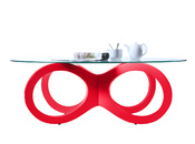 Couchtisch BUTTERFLY design Glas rot 