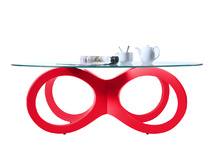 Couchtisch BUTTERFLY design Glas rot 