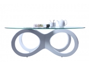 Couchtisch BUTTERFLY design  Glas weiss
