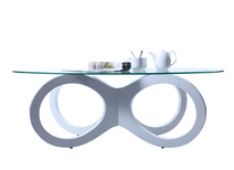 Couchtisch BUTTERFLY design  Glas weiss