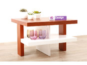 Couchtisch GLASGOW weiss lackiert und Holz