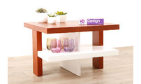 Couchtisch GLASGOW weiss lackiert und Holz