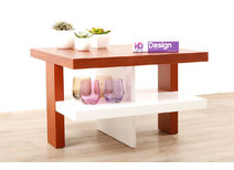 Couchtisch GLASGOW weiss lackiert und Holz
