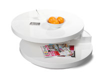 Couchtisch GLOSSY design  lackiert weiss Drehplatten