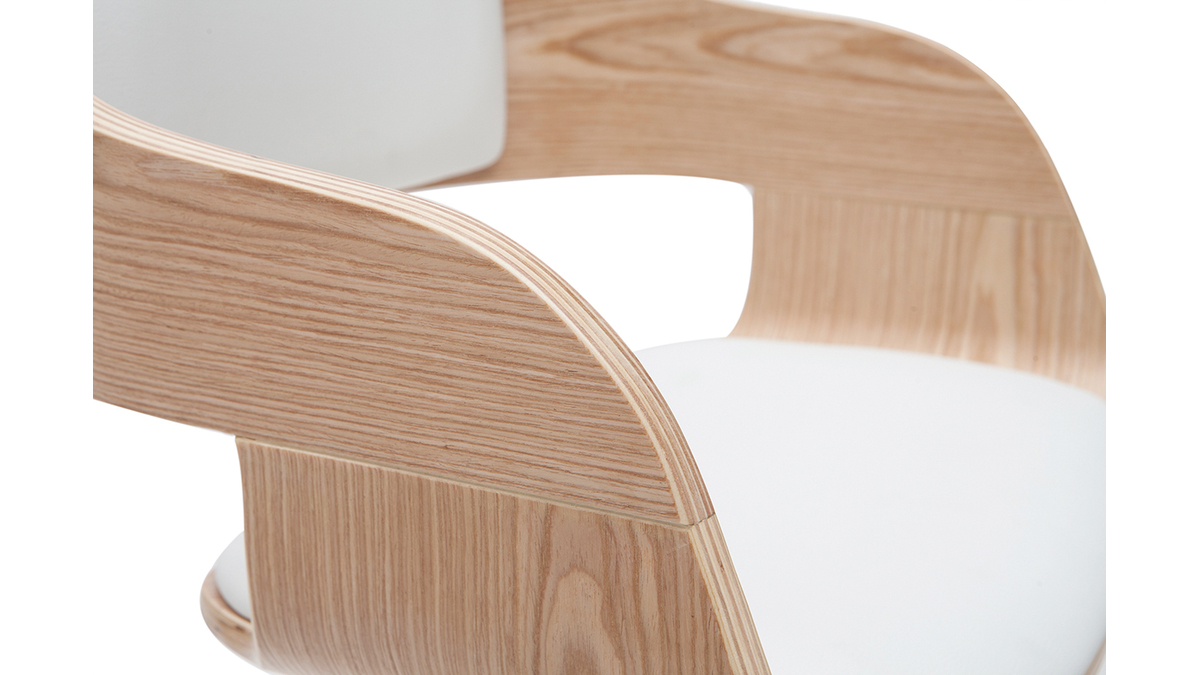 Design-Barhocker EUSTACHE hhenverstellbar wei und helles Holz