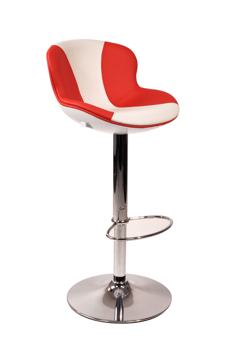 Design Barhocker ROCKY - wei&szlig; und rot image 1