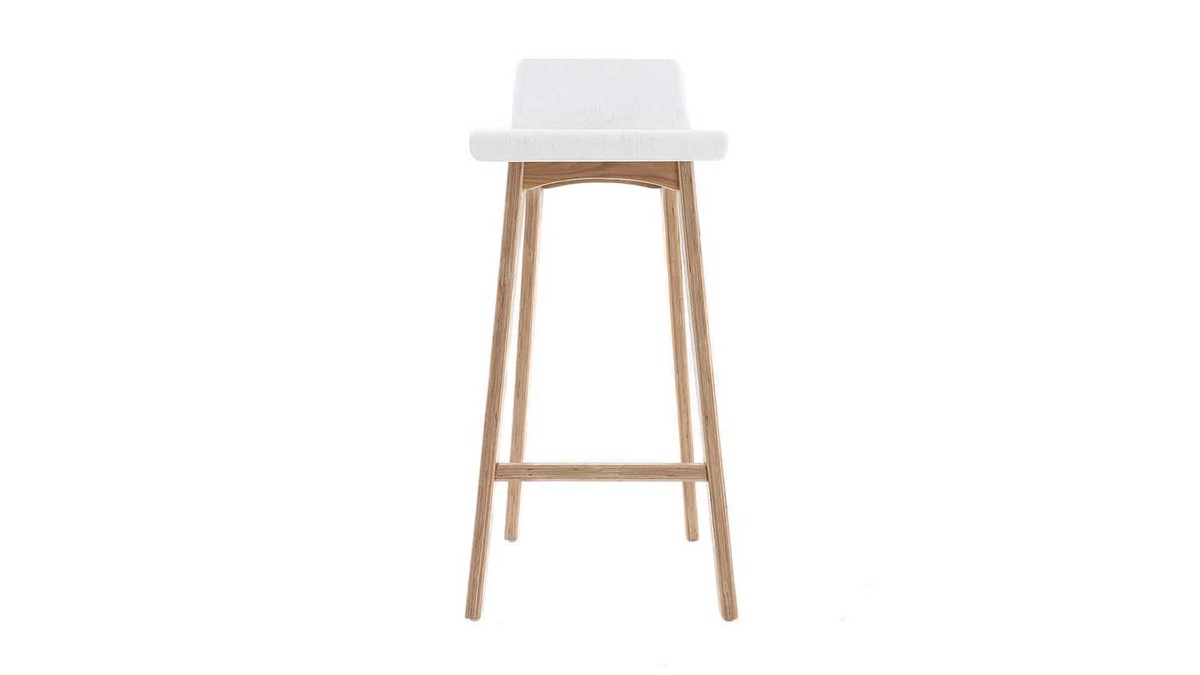 Design-Barhocker / -stuhl Holz naturfarben und Wei skandinavisch BALTIK