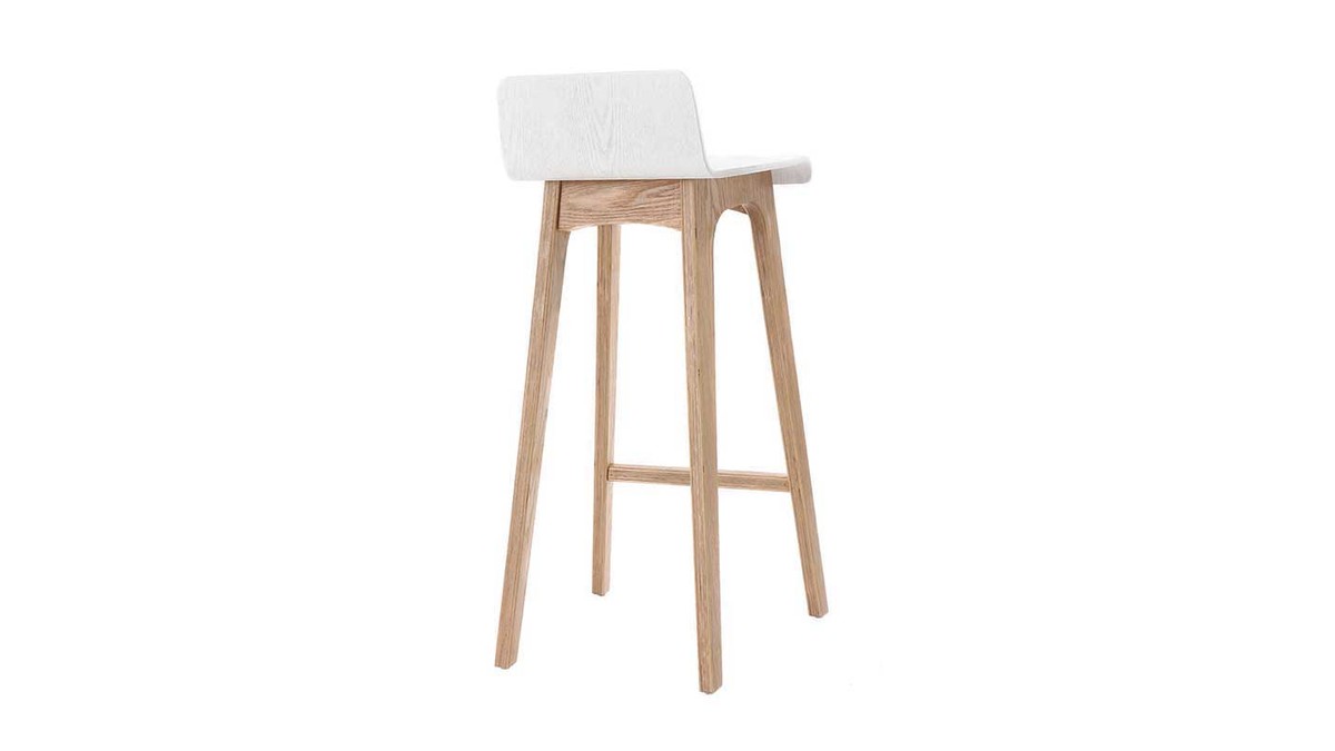 Design-Barhocker / -stuhl Holz naturfarben und Wei skandinavisch BALTIK