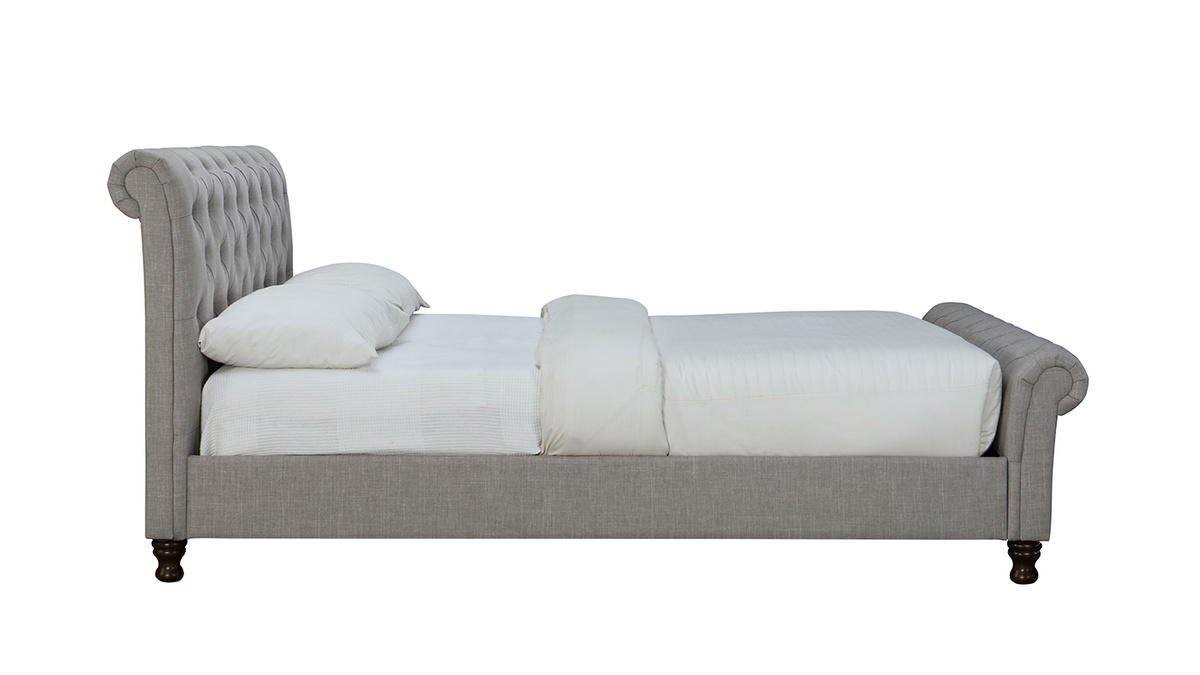 Design-Bett 2 Personen 160 cm x 200 cm Samt Grau RILEY