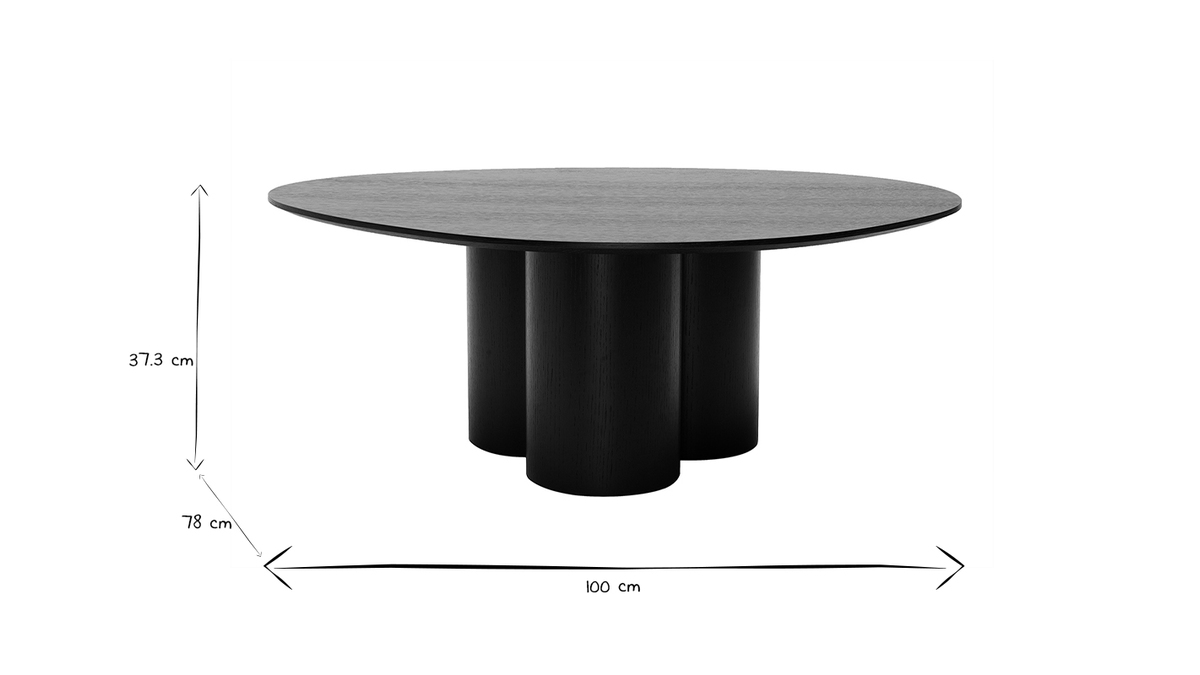 Design-Couchtisch aus schwarzem Holz B100 cm HOLLEN