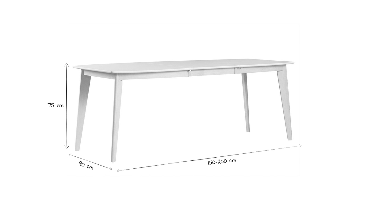 Design-Esstisch ausziehbar Wei und helles Holz L150-200 LEENA