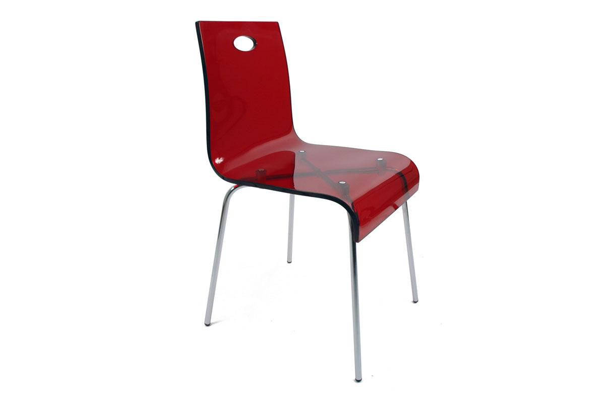 Design K&uuml;chenstuhl / Esszimmer-Stuhl CINDY -  Farbe rot transparent