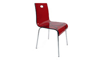 Design K&uuml;chenstuhl / Esszimmer-Stuhl CINDY -  Farbe rot transparent