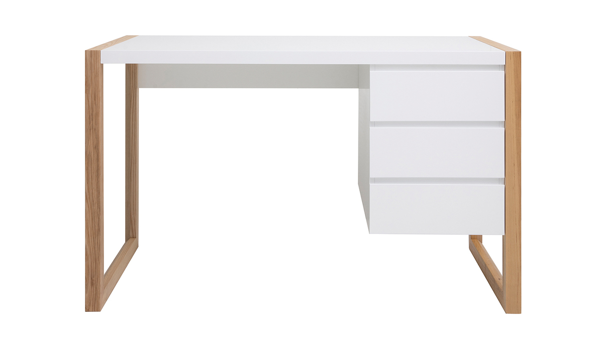 Design-Schreibtisch 3 Schubladen wei matt ARMEL