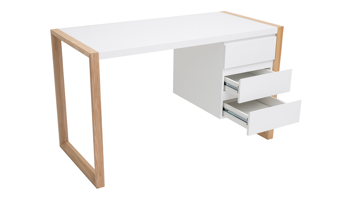 Design-Schreibtisch 3 Schubladen wei matt ARMEL
