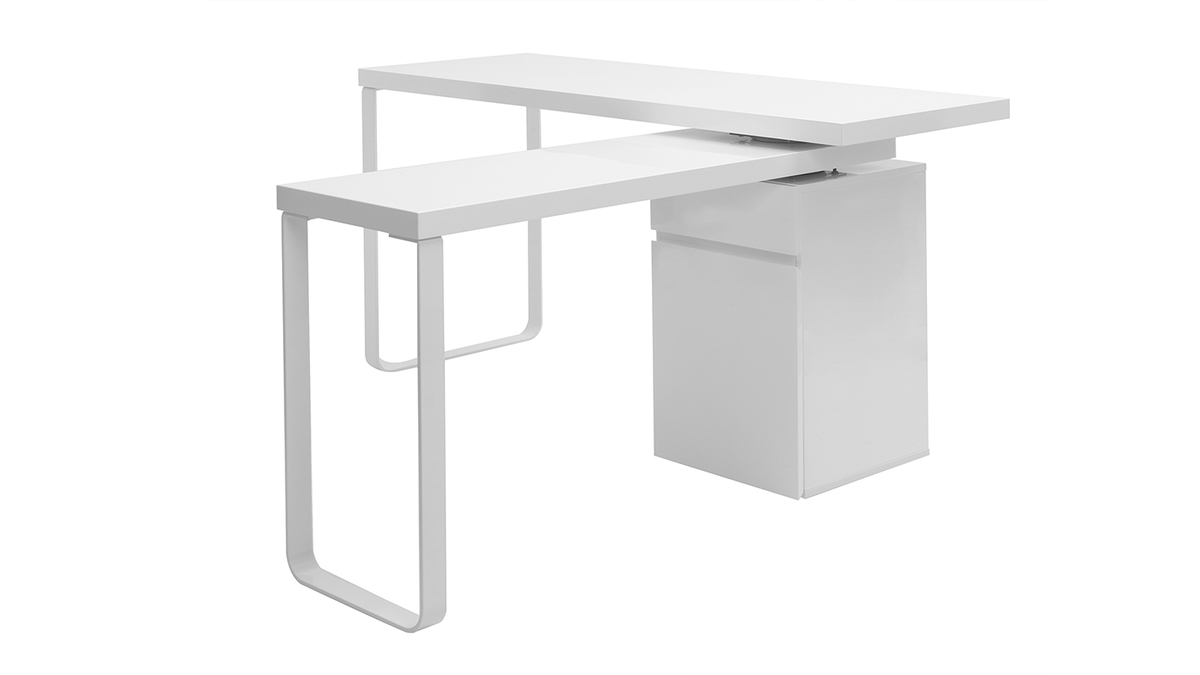 Design-Schreibtisch verstellbar Wei glnzend VOXY