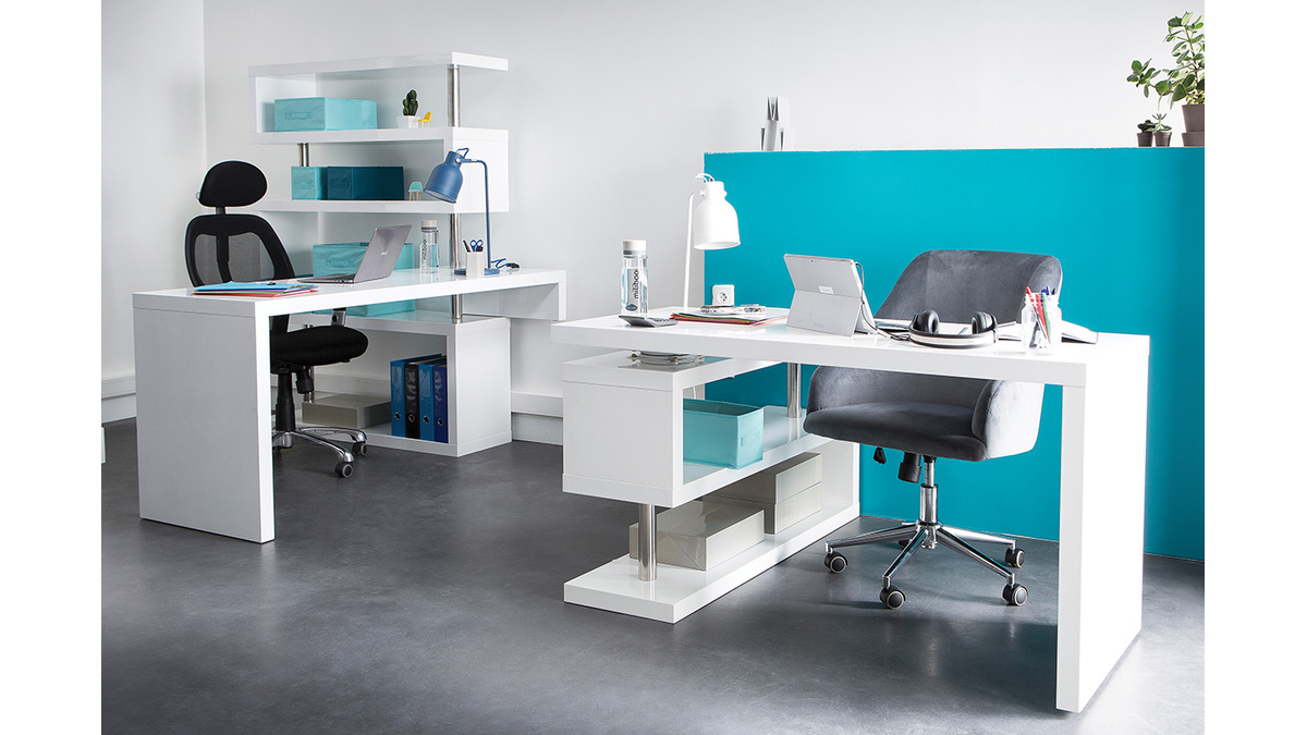Design-Schreibtisch wei lackiert verstellbar MAX