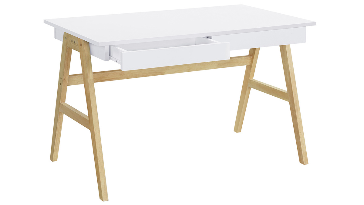 Design-Schreibtisch Wei und Holz BROOK