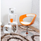 Design Sessel / Stuhl GROOVY - orangefarben mit weissem PU 