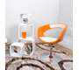 Design Sessel / Stuhl GROOVY - orangefarben mit weissem PU 