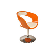 Design Sessel / Stuhl GROOVY - orangefarben mit weissem PU  image pub1