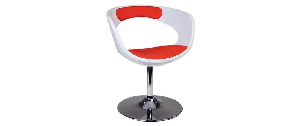 Design Sessel / Stuhl GROOVY - wei&szlig; und rot 