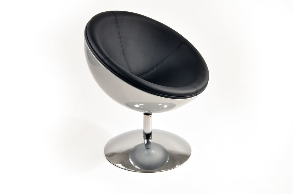 Design Sessel / Stuhl STANLEY - silbern und schwarz - aus ABS und Polyurethan 