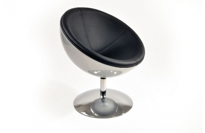 Design Sessel / Stuhl STANLEY - silbern und schwarz - aus ABS und Polyurethan 