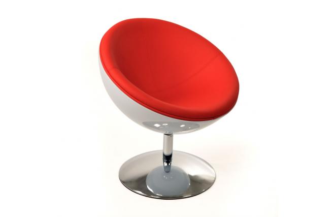 Design Sessel / Stuhl STANLEY - wei&szlig; und rot aus ABS und Polyurethan 