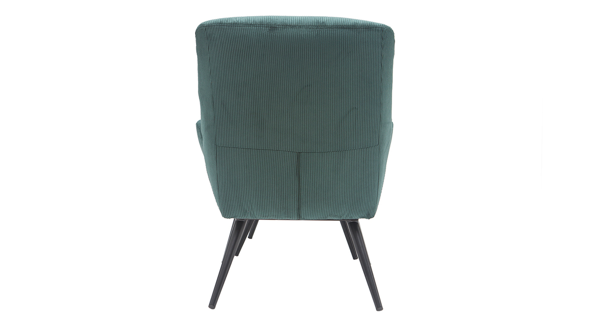 Design-Sessel und Fusttze aus grnem Stoff ZOE