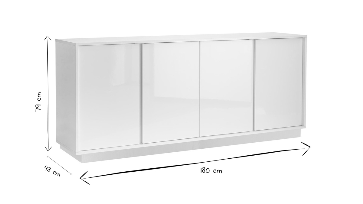 Design-Sideboard glnzend wei lackiert L180 cm COMO